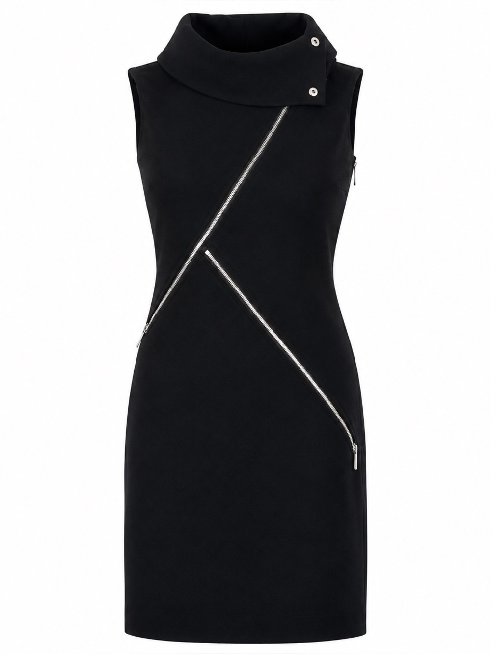 MICHAEL Michael Kors Moto Zip Sheath Dress Black Size 0 Funnel Neck